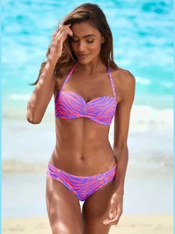 Haut de bikini bandeau à armatures avec fronces et motifs zèbre