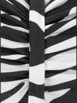 Haut de bikini bandeau à armatures avec fronces et motifs zèbre