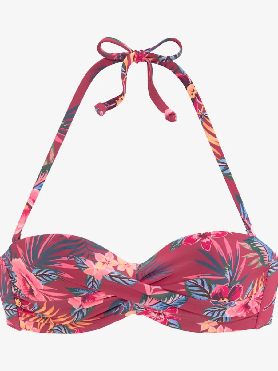 Haut de bikini bandeau à armatures imprimé tropical confortable