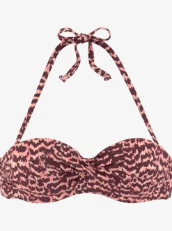 Haut de bikini bandeau à armatures avec imprimé animal