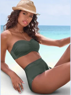 Haut de bikini bandeau à armatures avec motif ajouré