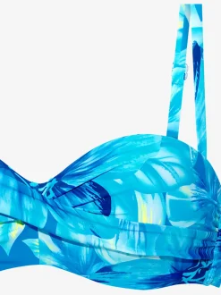 Haut de bikini bandeau à armatures imprimé floral et bretelles amovibles