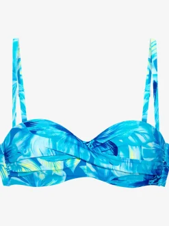 Haut de bikini bandeau à armatures imprimé floral et bretelles amovibles