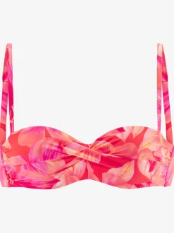 Haut de bikini bandeau à armatures imprimé floral et bretelles amovibles
