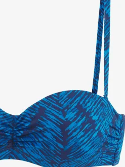 Haut de bikini bandeau à armatures avec imprimé graphique et bretelles amovibles
