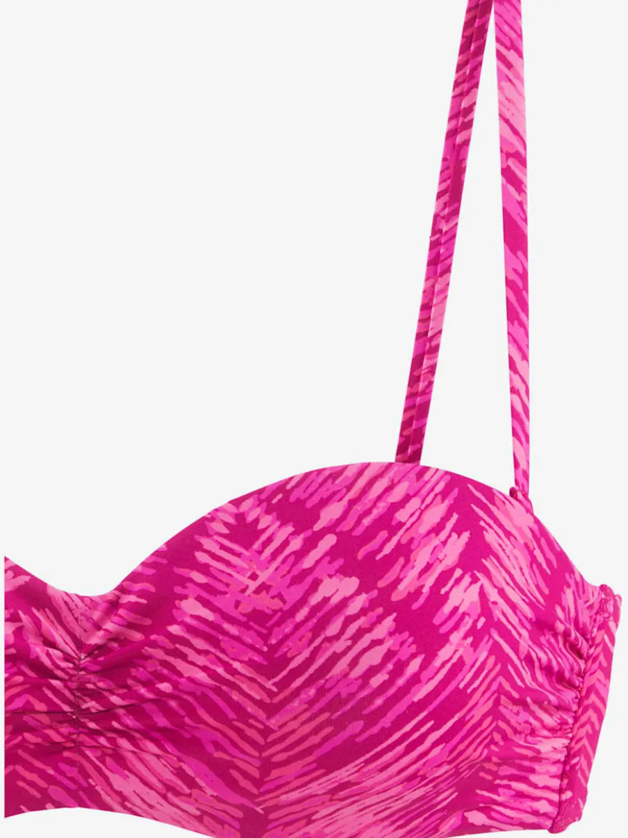 Haut de bikini bandeau à armatures avec imprimé graphique et bretelles amovibles