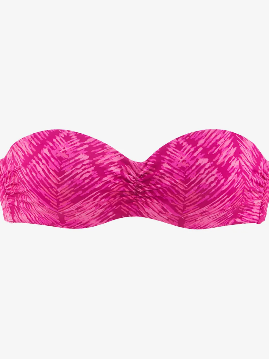 Haut de bikini bandeau à armatures avec imprimé graphique et bretelles amovibles