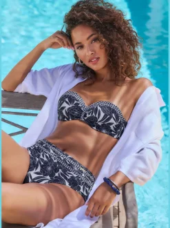Haut de bikini bandeau armatures à imprimé floral ajustable