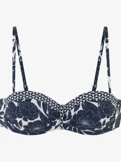 Haut de bikini bandeau armatures à imprimé floral ajustable