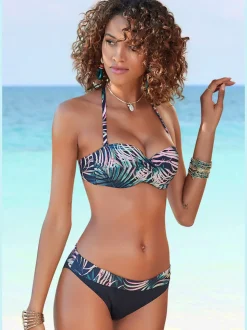 Haut de bikini bandeau à armatures avec imprimé tropical