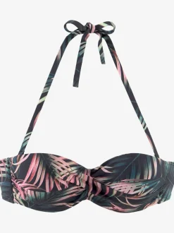 Haut de bikini bandeau à armatures avec imprimé tropical