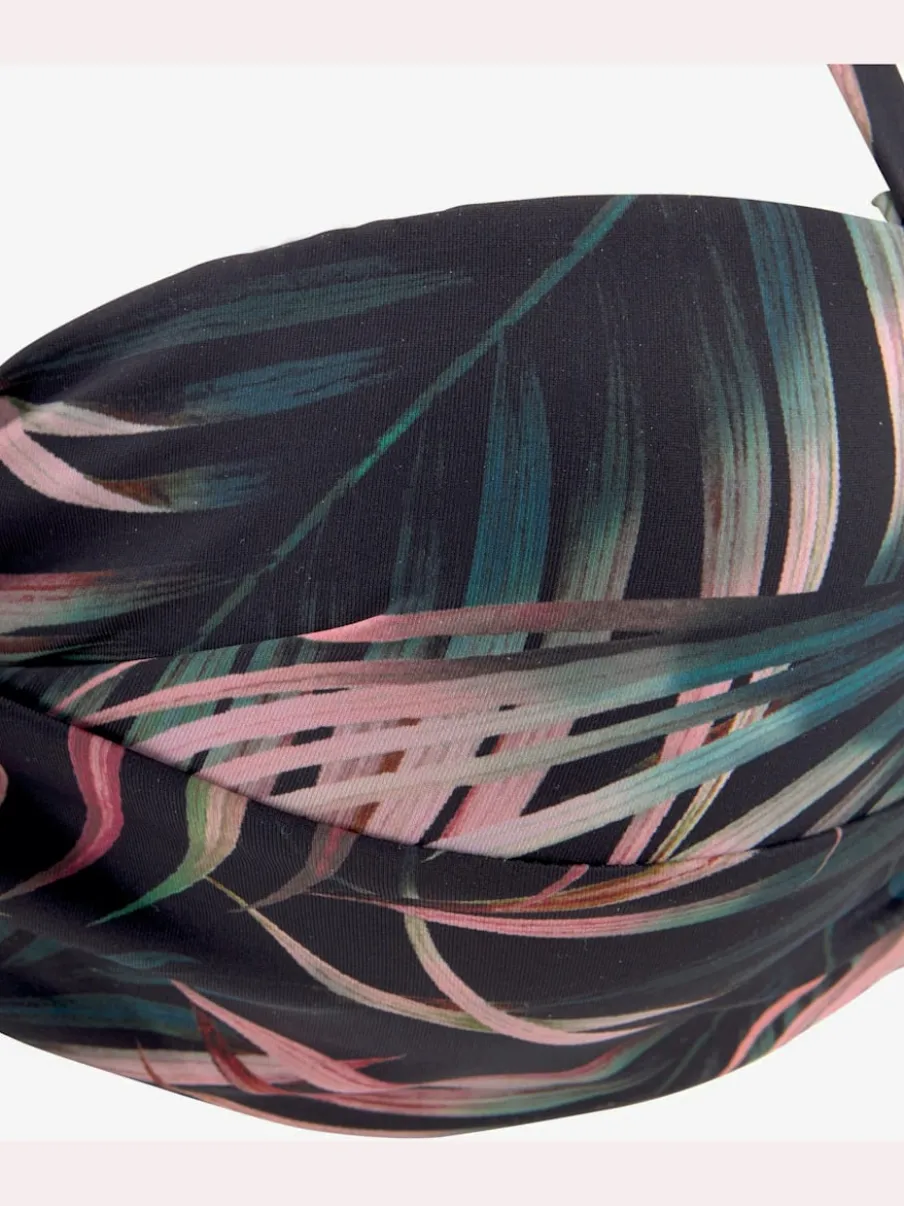 Haut de bikini bandeau à armatures avec imprimé tropical