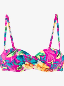 Haut de bikini bandeau à armatures floral avec bretelles amovibles