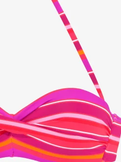 Haut de bikini bandeau à armatures avec rayures estivales
