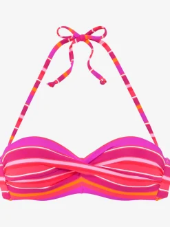 Haut de bikini bandeau à armatures avec rayures estivales