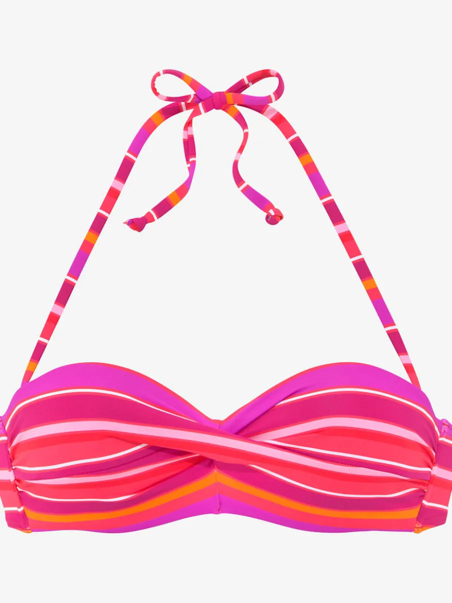 Haut de bikini bandeau à armatures avec rayures estivales