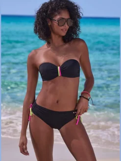 Haut de bikini bandeau à armatures avec détails contrastés et coussinets amovibles