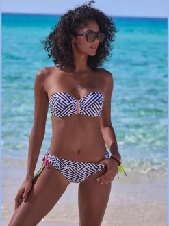 Haut de bikini bandeau à armatures avec motif graphique
