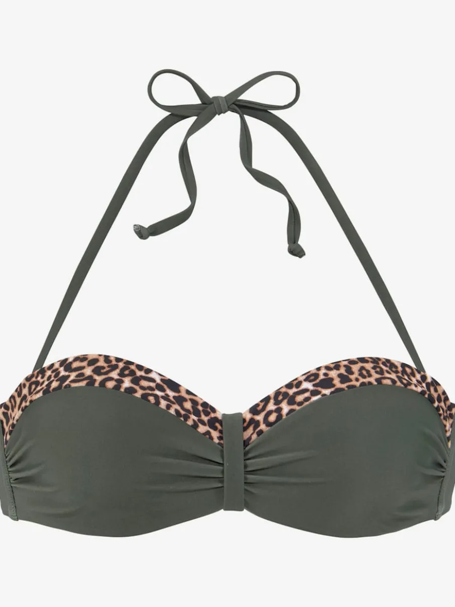 Haut de bikini bandeau à armatures avec empiècements léopard