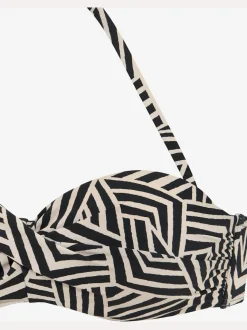 Haut de bikini bandeau imprimé graphique avec renforts latéraux