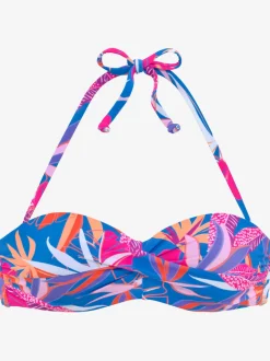 Haut de bikini bandeau motif floral rembourré amovible