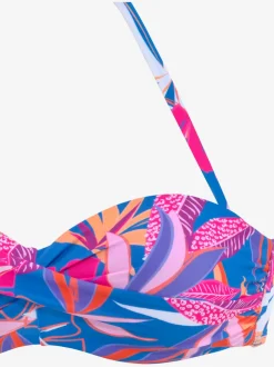 Haut de bikini bandeau motif floral rembourré amovible