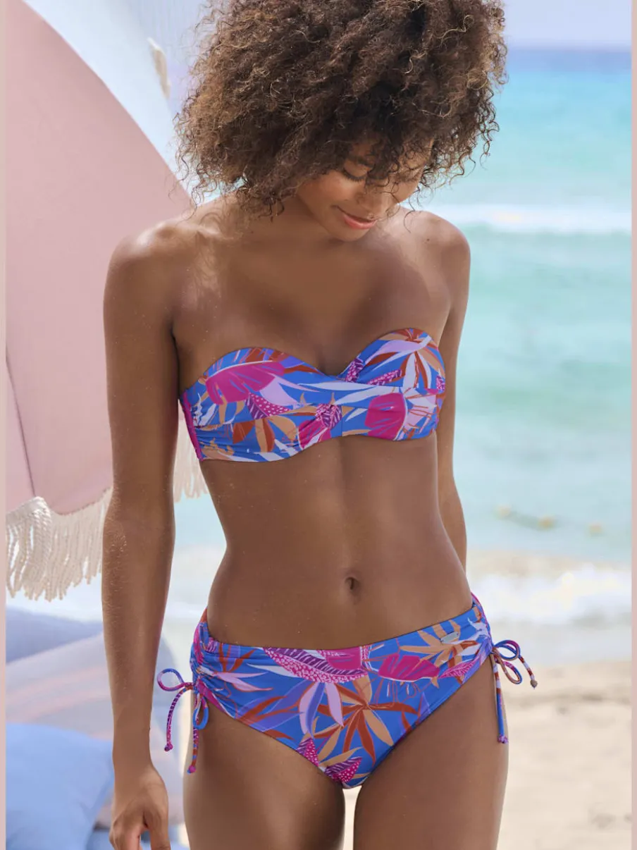 Haut de bikini bandeau motif floral rembourré amovible