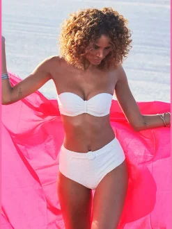 Haut de bikini bandeau structuré avec bonnets rembourrés