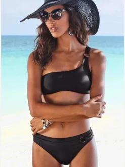 Haut de bikini bustier avec bonnets amovibles et coupe asymétrique
