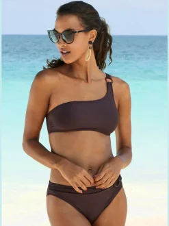 Haut de bikini bustier avec bonnets amovibles et coupe asymétrique