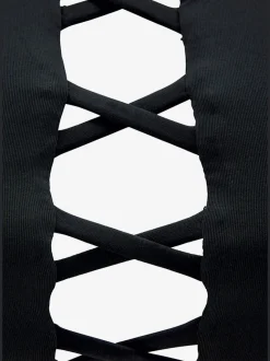 Haut de bikini bustier avec bretelles croisées au dos