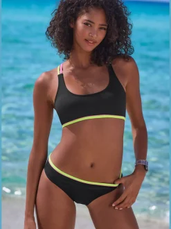 Haut de bikini bustier avec détails fluos contrastés et bretelles croisées