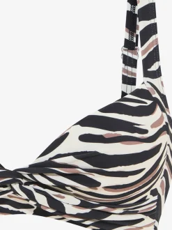 Haut de bikini bustier avec imprimé animal et bonnets rembourrés