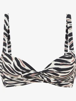 Haut de bikini bustier avec imprimé animal et bonnets rembourrés