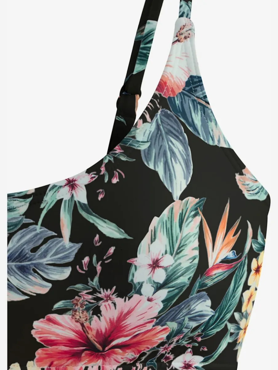 Haut de bikini bustier floral avec bretelles réglables et bonnets amovibles
