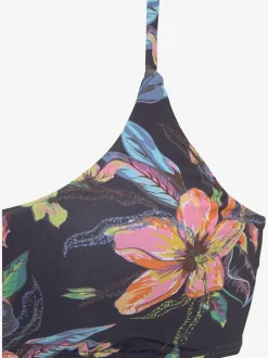 Haut de bikini bustier floral à bretelles réglables et bonnets amovibles