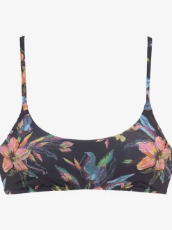 Haut de bikini bustier floral à bretelles réglables et bonnets amovibles