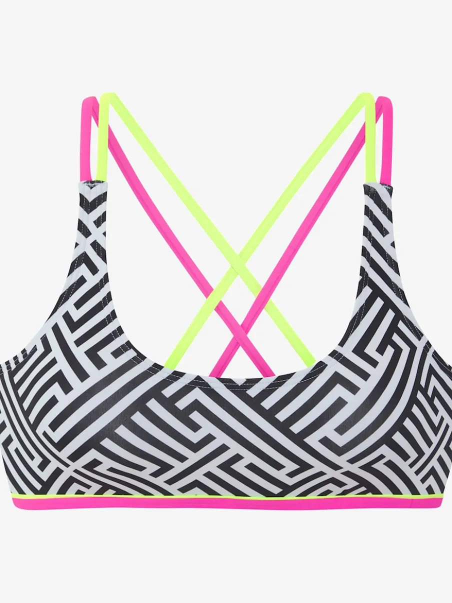 Haut de bikini bustier graphique avec bretelles croisées