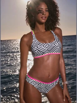 Haut de bikini bustier graphique avec bretelles croisées
