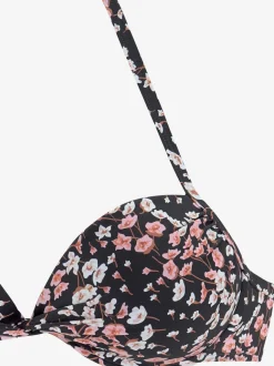 Haut de bikini push-up floral avec tour de cou.