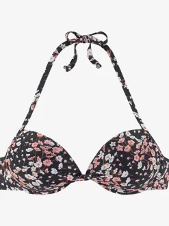 Haut de bikini push-up floral avec tour de cou.