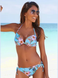 Haut de bikini push-up à imprimé floral avec bonnets rembourrés