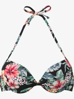 Haut de bikini push-up à imprimé floral avec bonnets rembourrés