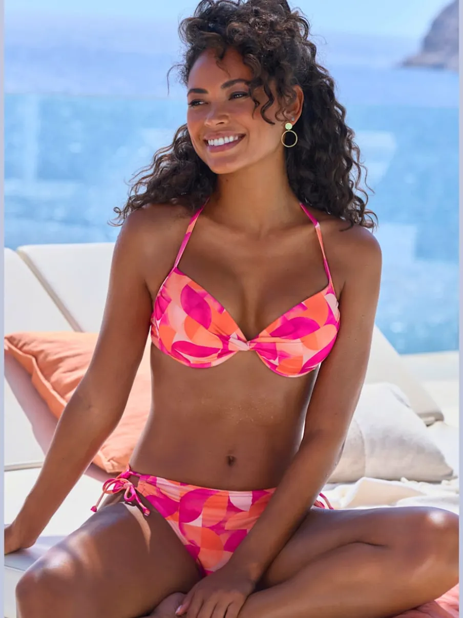 Haut de bikini push-up imprimé intégral à nouer dans le cou