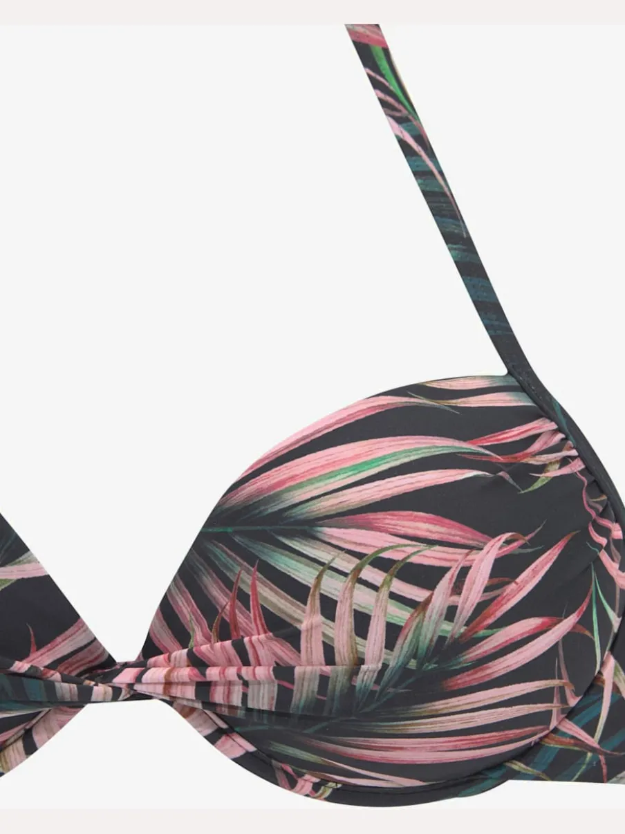 Haut de bikini push-up à imprimé tropical et décolleté sublimé