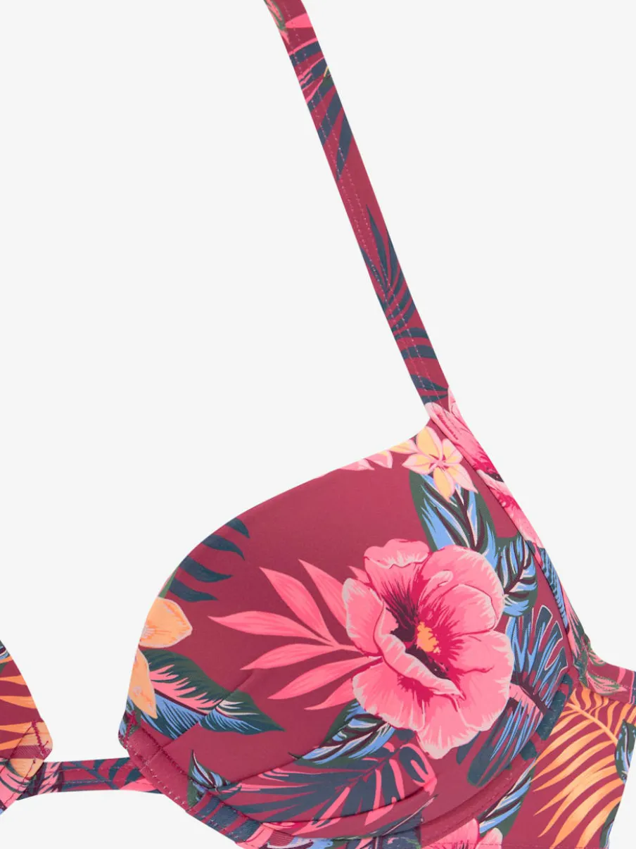 Haut de bikini push-up imprimé tropical en microfibre
