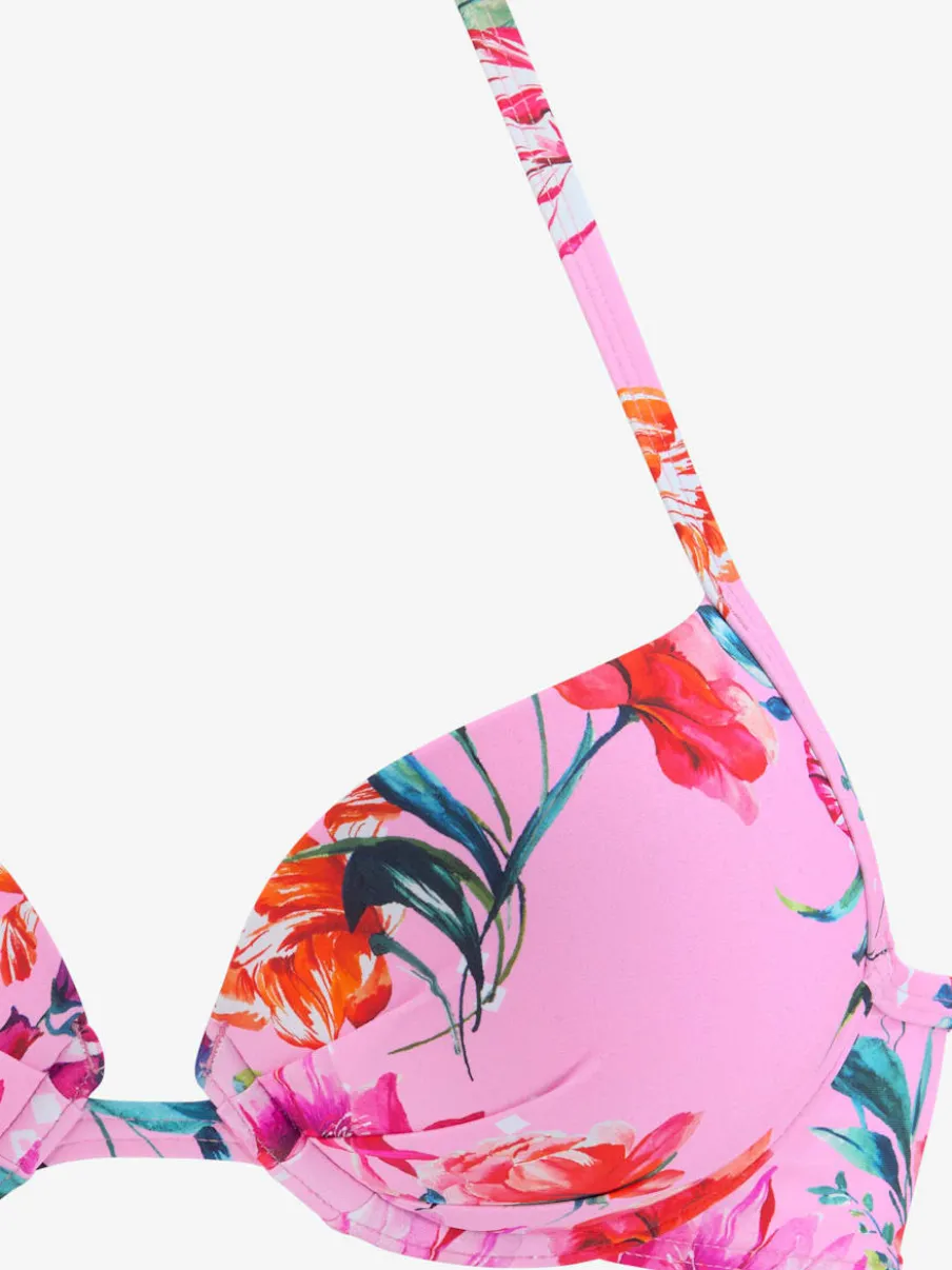 Haut de bikini push-up à motifs floraux noué