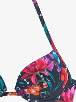 Haut de bikini push-up à motifs floraux noué