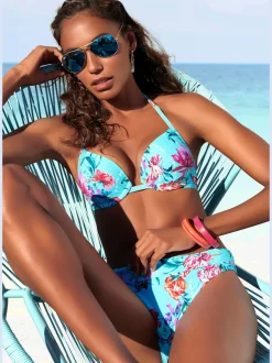Haut de bikini push-up à motifs floraux noué