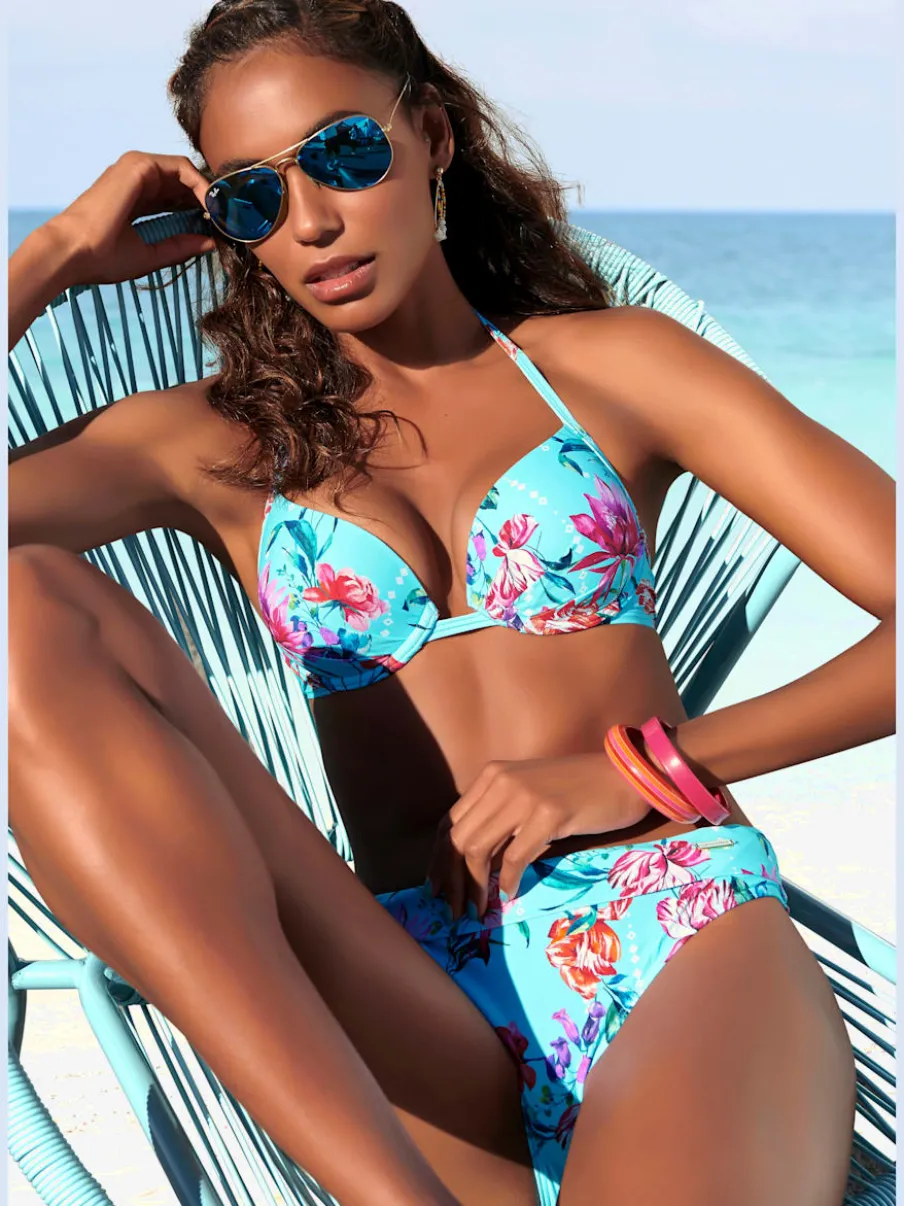 Haut de bikini push-up à motifs floraux noué